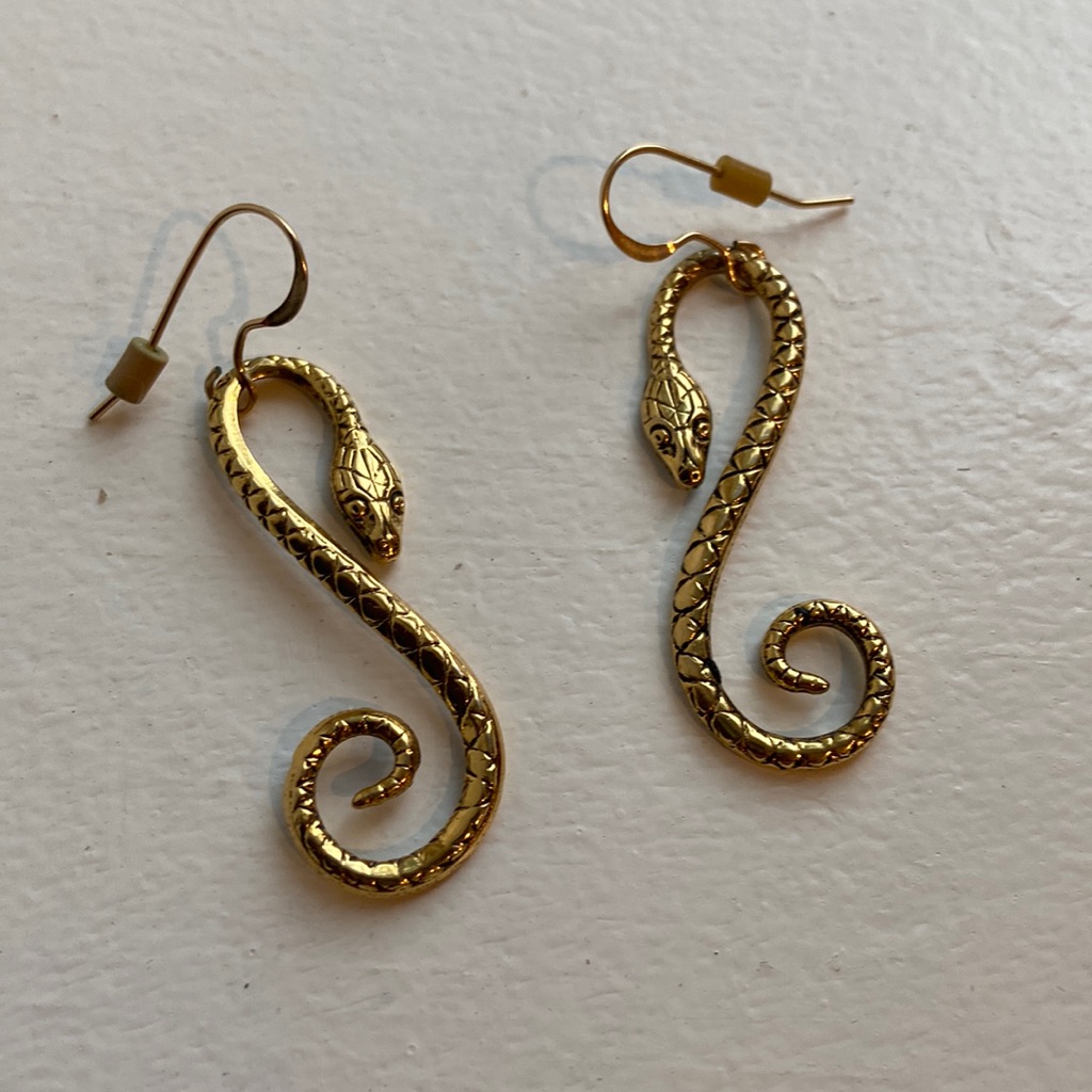 GoldPlated Hand Crafted Serpent Earrings